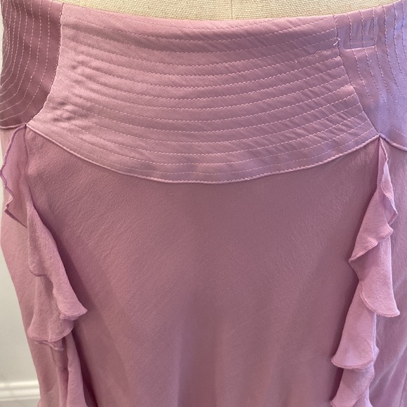 Bebe Lilac silk ruffle asymmetrical drop waist skirt - Picture 3 of 12